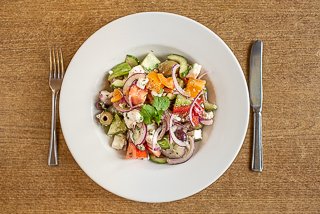 Greek salad with Isle of Wight tomatoes